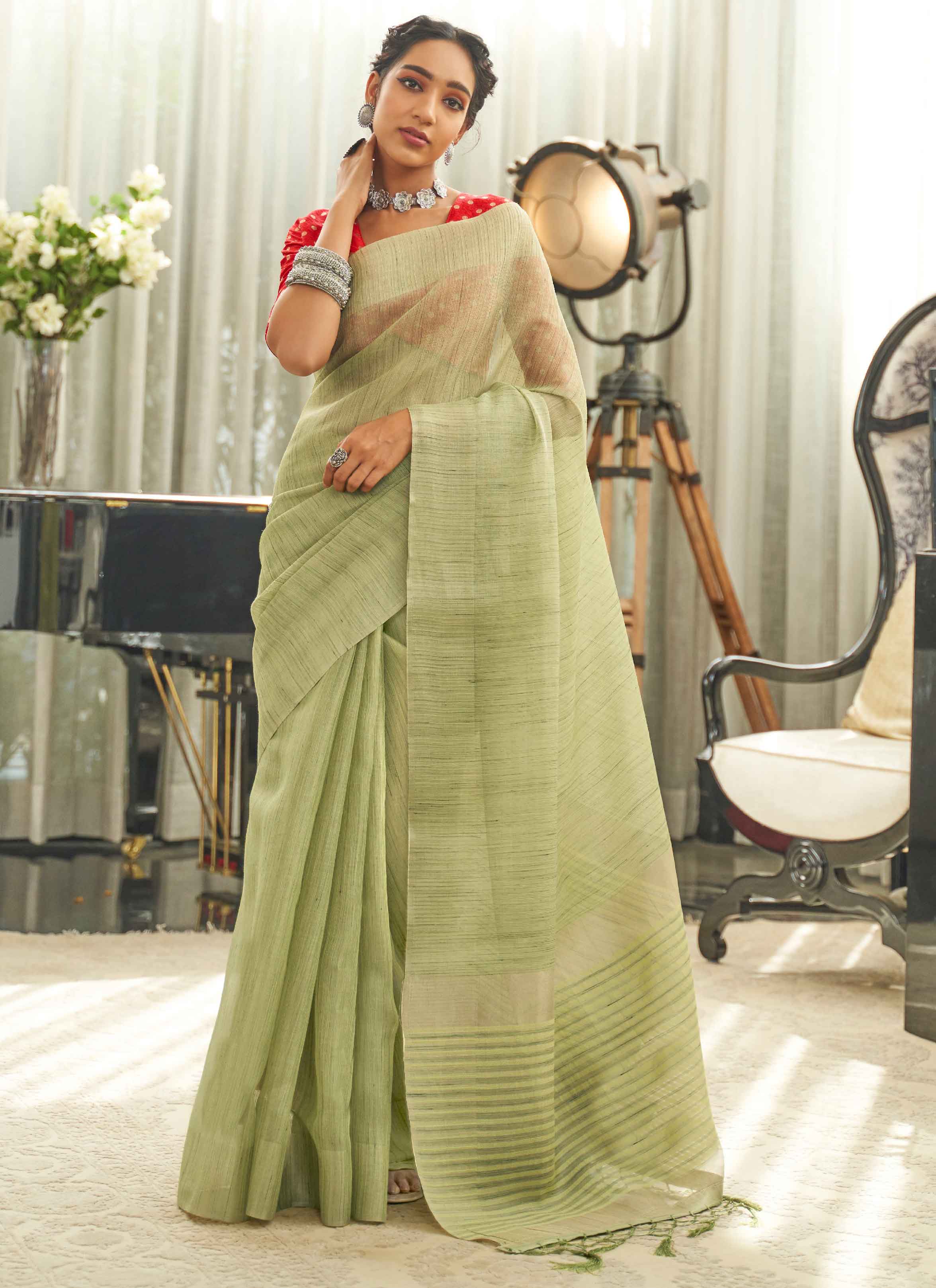Buy Sea Green Soft Mulberry Silk Jacquard Weaving Saree With Blouse by  Designer VISHNU WEAVES for Women online at Ogaanmarket.com