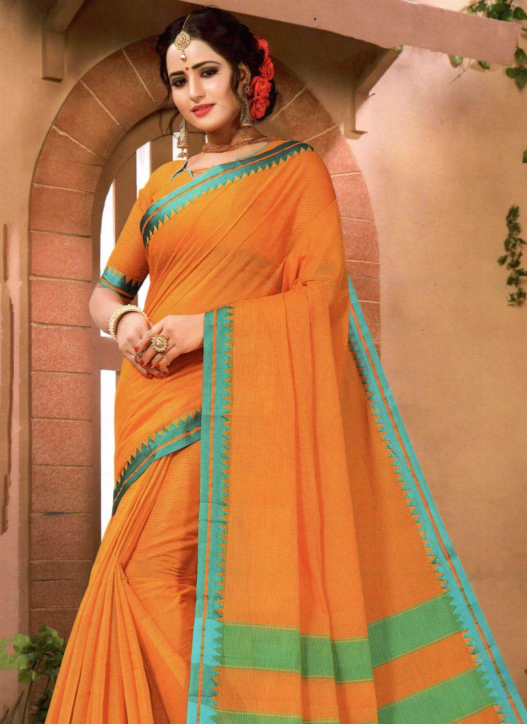 Buy Orange Sarees for Women by Sajasajo Online | Ajio.com