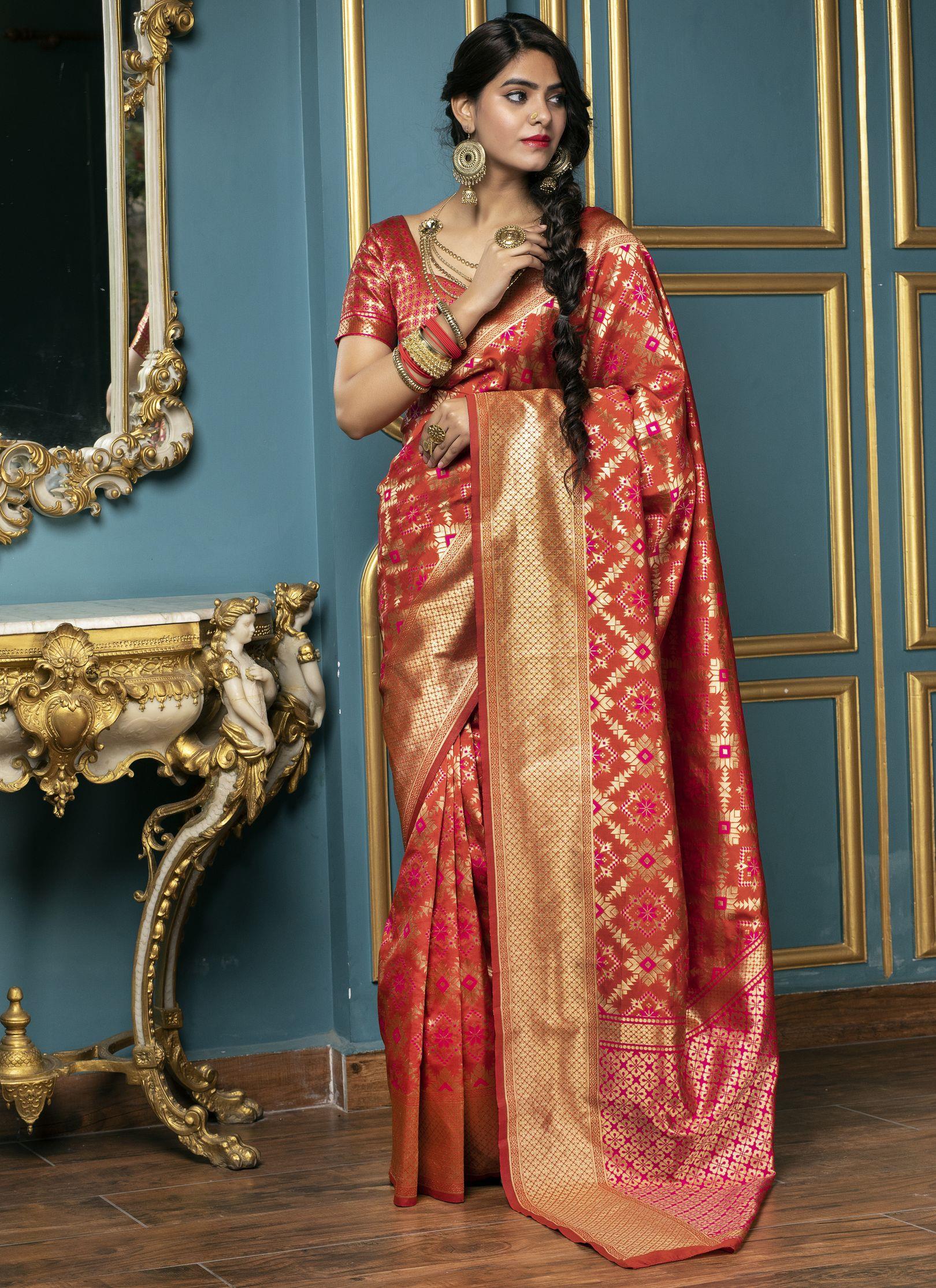 Kanjivaram Pure Wedding Silk Saree Chilli Red Color w/ Blouse – Kanchipuram Silk  Sarees