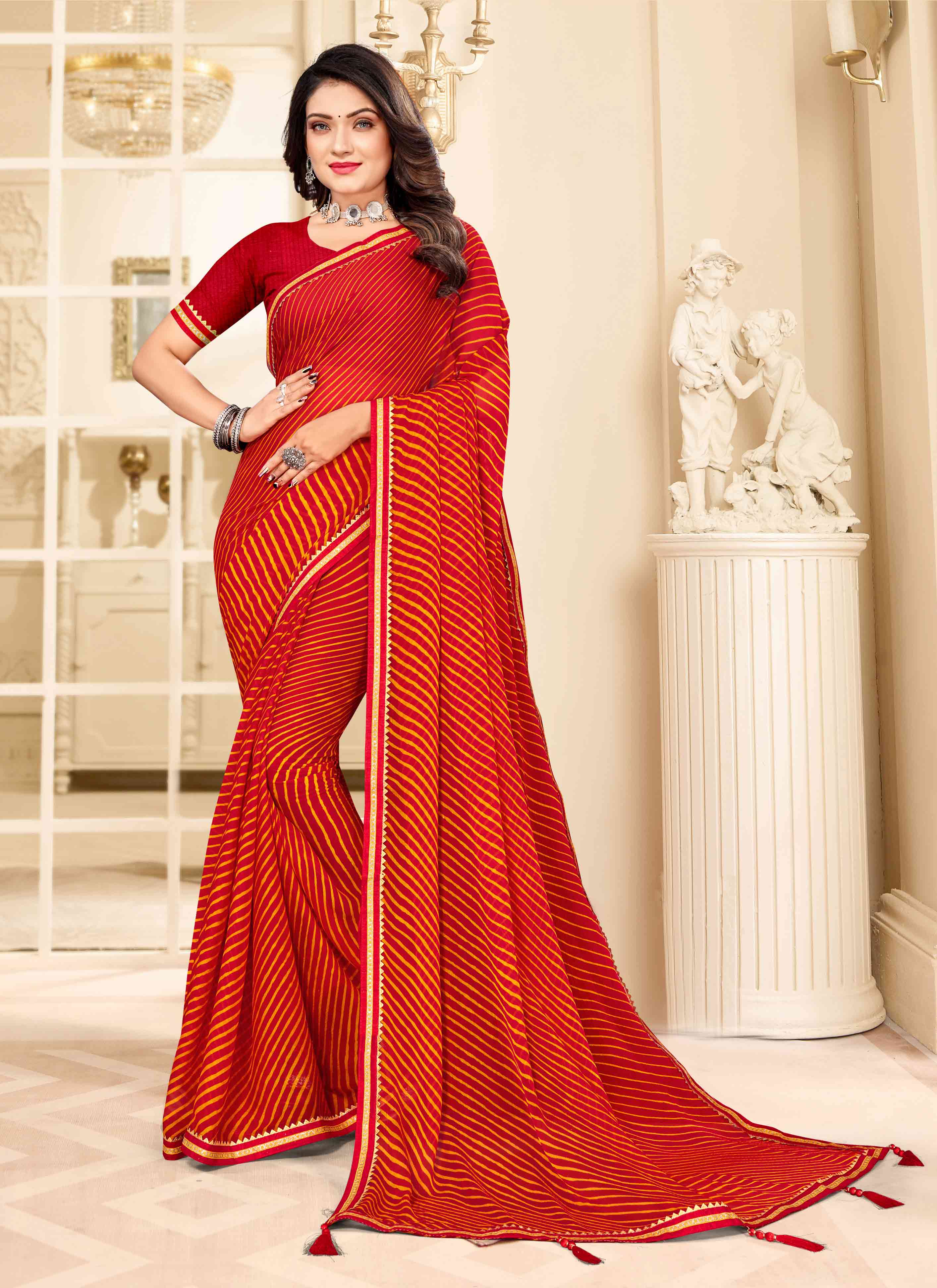 Kashvi Creation Aranya Pure Chiffon With With Gota Patti Lace Wedding Wear  Sarees Wholesale Dealer Surat