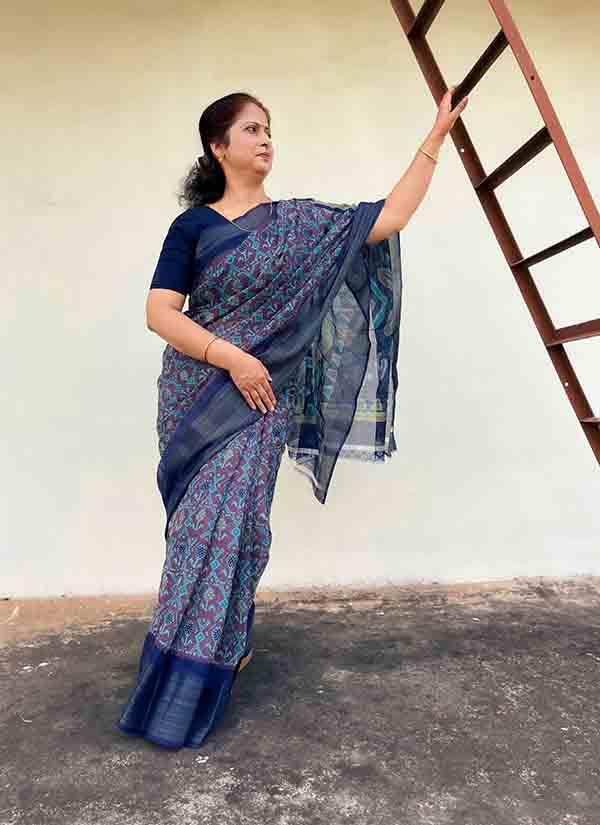 Tribal Print Linen Cotton Saree