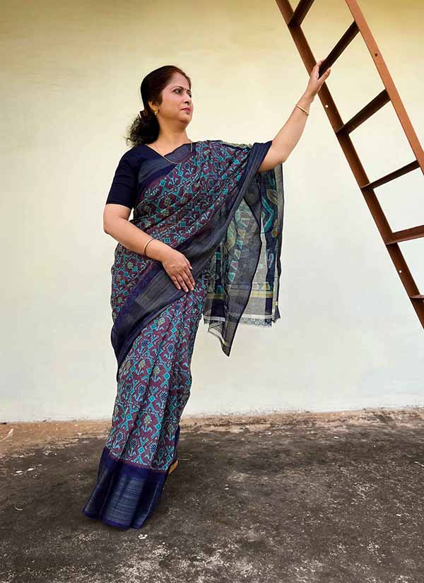 tribal_art_print_linen_cotton_saree