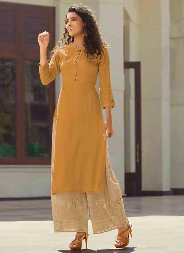 Buy online Women Yellow Tie Up Neck A-line Kurti from Kurta Kurtis for  Women by The Familiar Handicrafts for ₹359 at 64% off | 2024 Limeroad.com