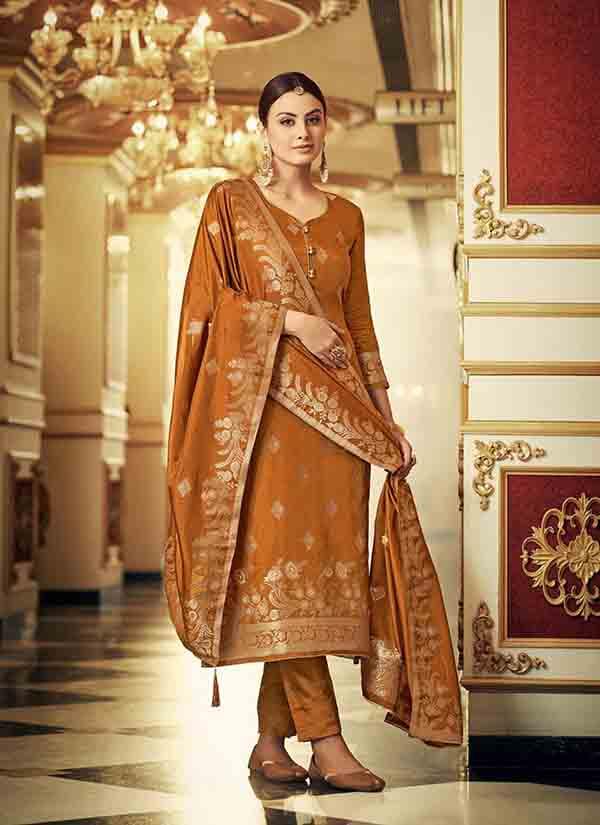 Zari Worked Mustard Yellow Banarasi Dola Sil