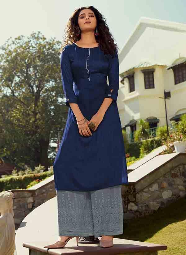 Rayon Navy blue Color Kurti For Women On Lowest Price